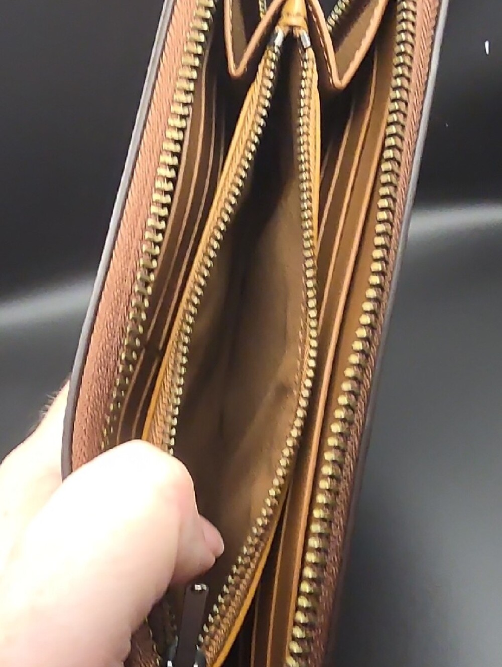 Coach Embossed Leather Zip Wallet in Tan Brown - Picture 9 of 11